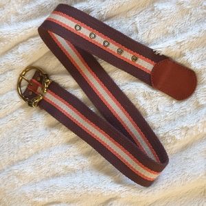 Urban Outfitters Sm belt brass Horse buckle. Web with leather trim